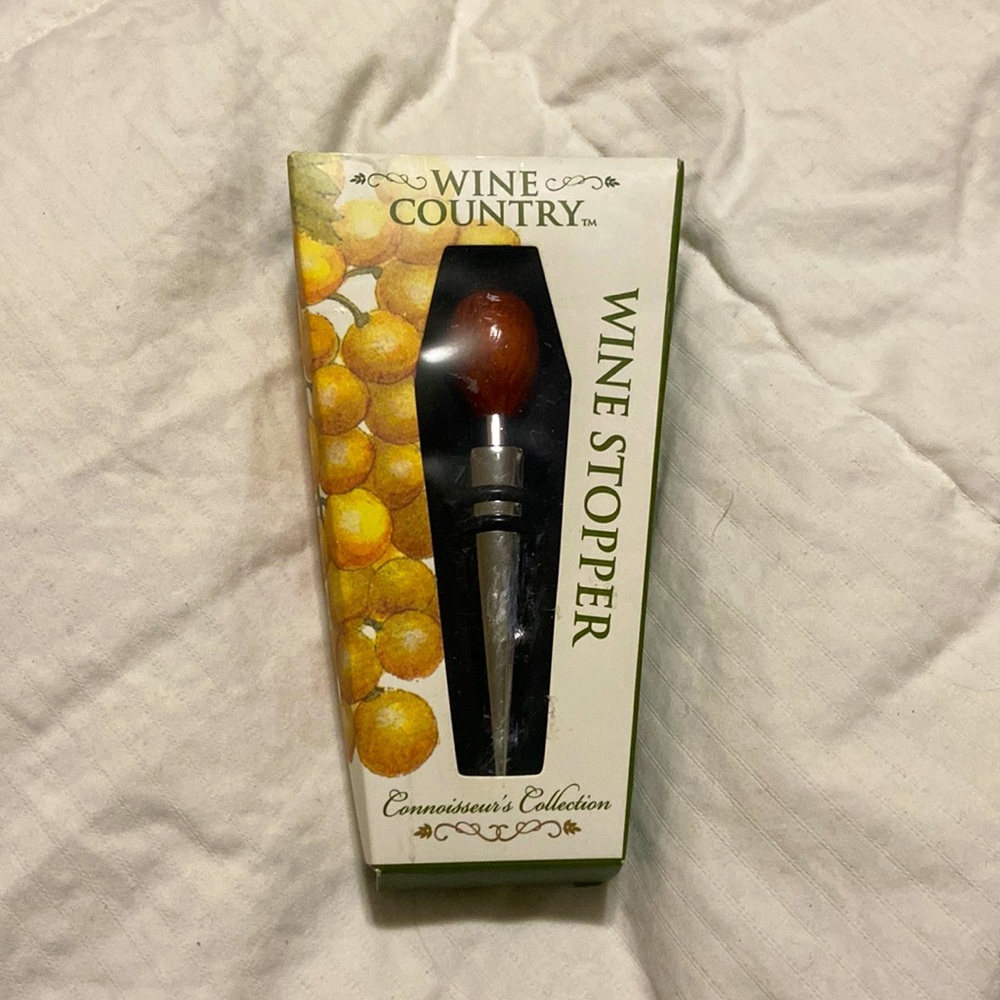 Wine Country Wine Stopper Connoisseur’s Collection solid wood attached to metal
